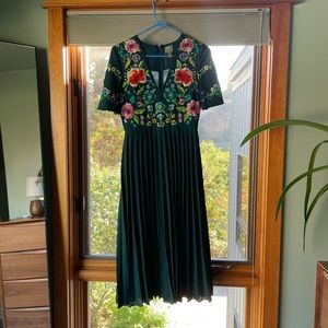 ASOS emerald embroidered dress
